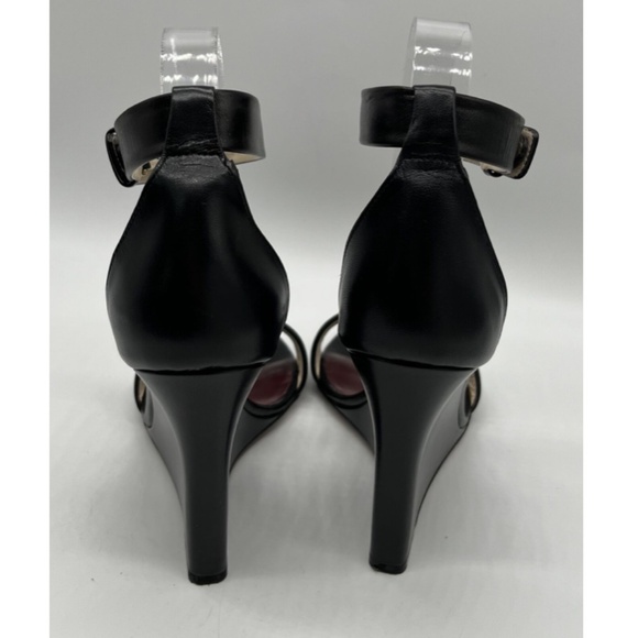 Celine by Phoebe Philo Pre-Fall 2010 Runway Black Leather Open Toe Wedge sz 38.5 - Picture 5 of 6
